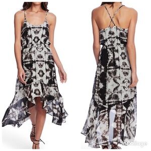 NWT 1.STATE Tie Dye High/Low Black Multi Dress